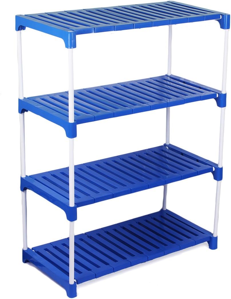 Ebee Metal and Plastic Multipurpose 4 Steps Rack (65 cm x 30 cm x 88 cm, Blue)