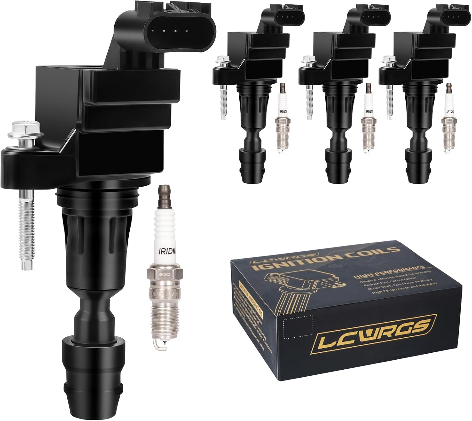 Set of 4 Ignition Coil Pack and Spark Plugs Fits for 2008 2009 2010 2011 2012 2013 2014 Chevy Malibu Cobalt HHR Saturn Ion Sky Buick Regal 2.4 L4 Spark Plugs and Coils Replaces UF491