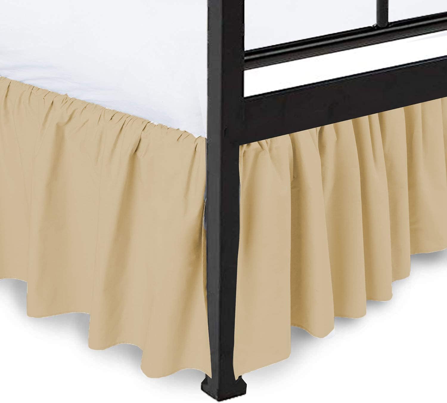 Split Corners Dust Ruffled Bed Skirt -Queen, Taupe, 21 Inch Drop Soft Sheen and Luxurious Look - Bed Skirt