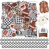 Iron On Embroidered Football Patches for Hats: Meneng 84PCS Football Helmet Sports Patch for Jackets Hoodies Backpacks - Star Stickers Sew On Applique for Football Enthusiasts Team Fans DIY Cratfs