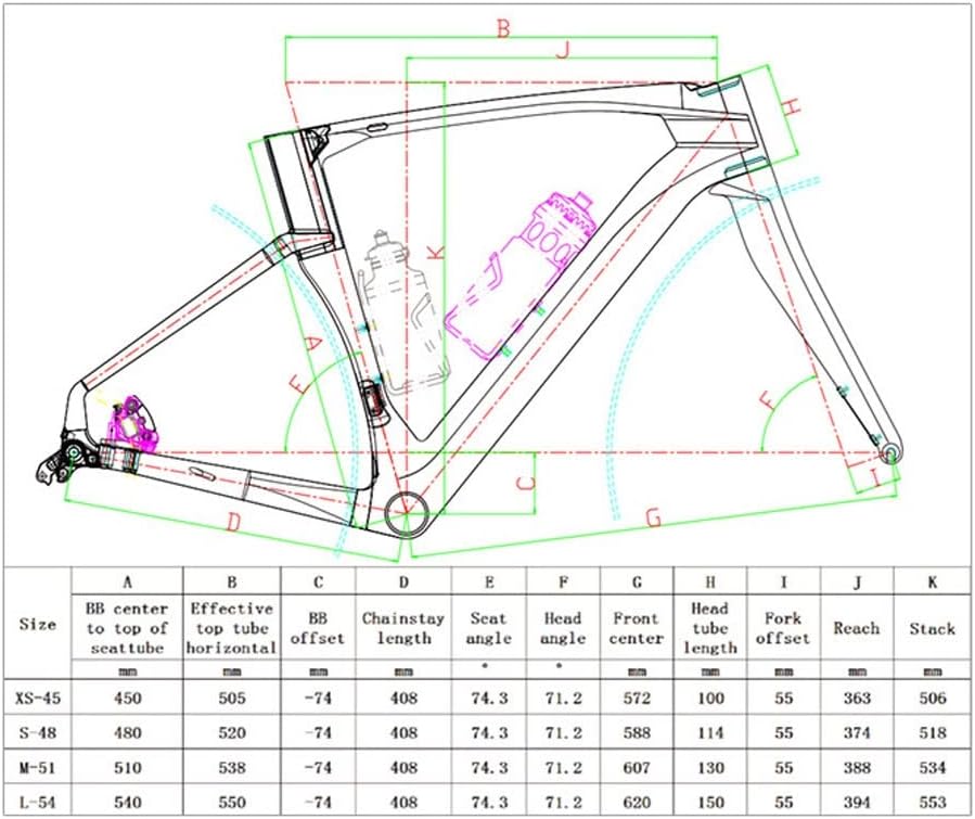 Carbon Road Bike Frameset Breaking Wind Off Road Racing Frame Thru Axle Disc Brake Bicycle Frame 46/48/50/52/54cm Internal Routing,for 700c Wheels(Black,50CM)