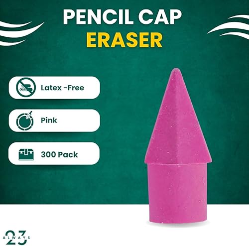 Miniatura 2 de Always23 Borradores con tapa de lápiz, borradores de tapa de lápiz, borradores de tapa de lápiz, borradores de tapa, rosa, paquete de 300 unidades.