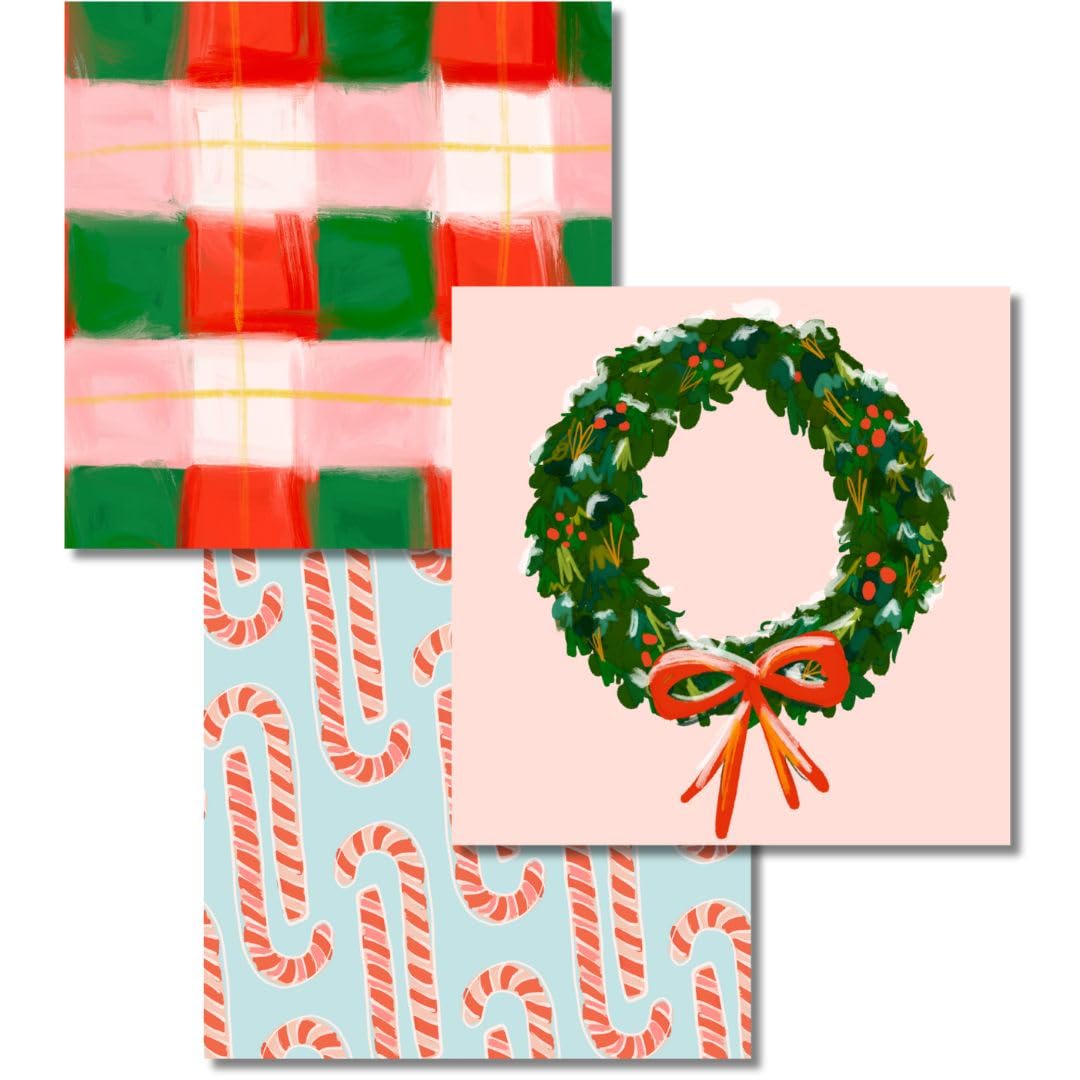 Emmerson Eco Swedish DishCloths for Kitchen - [3 Pack] Christmas Themed Reusable Cleaning Cloths - Highly Absorbent, Quick Drying, Non-Scratch Cellulose Cloths - Perfect House Gift