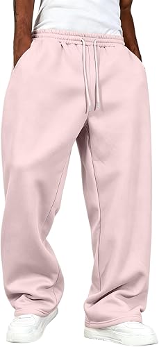 Uncuffed Sweatpants Men with Pockets Straight Leg Loose Fit for Workouts