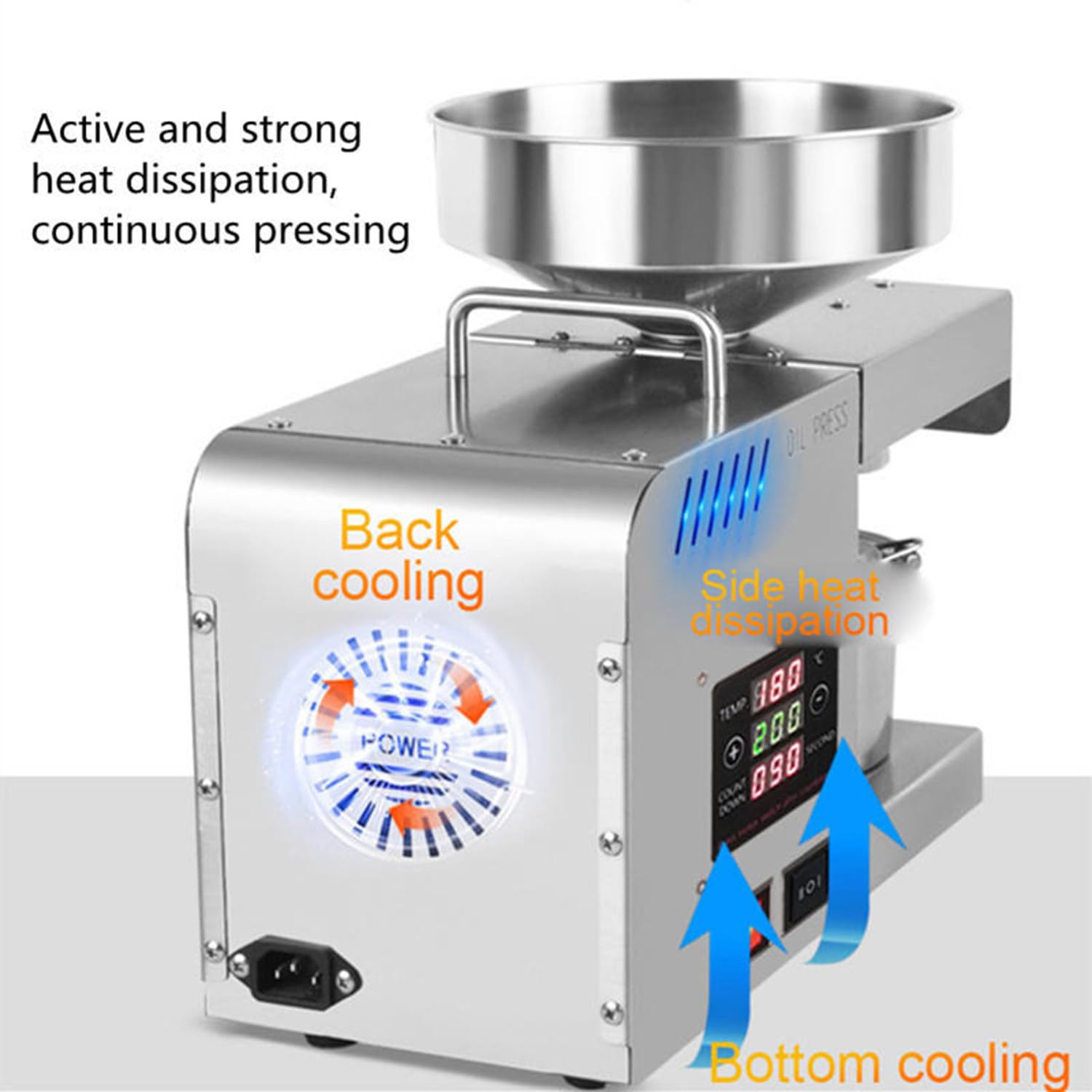 Qiang Prensa De Aceite Eléctrica De Semillas Extractor De Aceite Automático De Acero Inoxidable Maquina Extraer Aceite 610w Extractor De Aceitunas,para Casa Cocina Comercial,220V