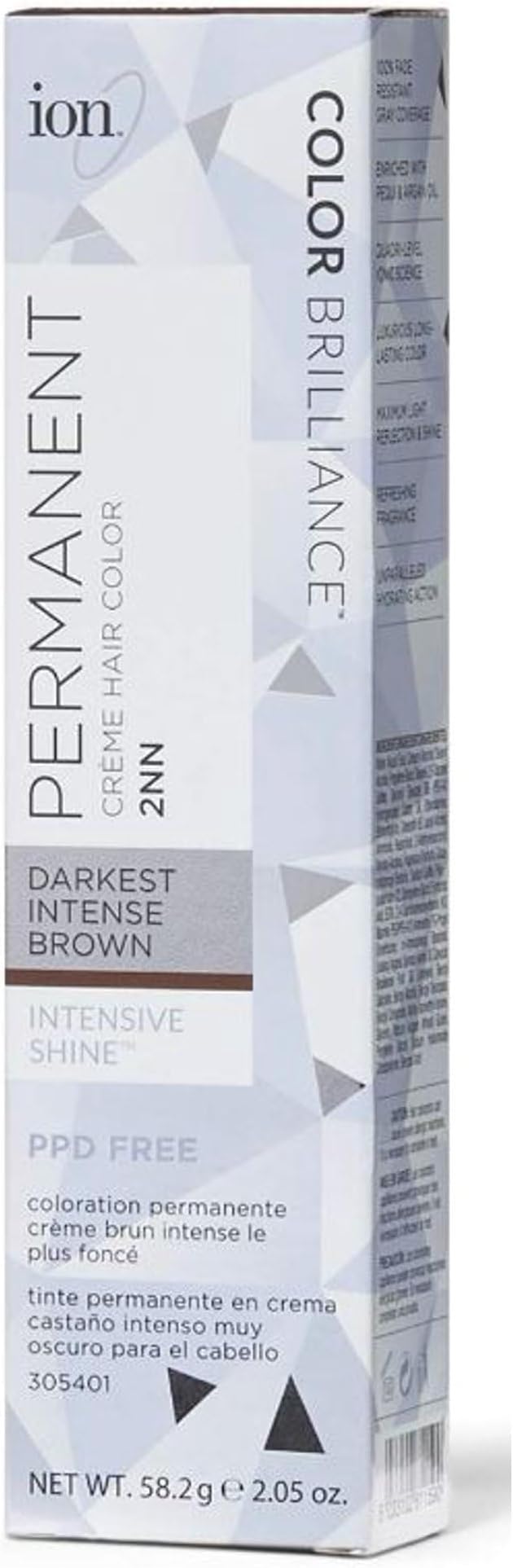 Color Brilliance 2NN Darkest Intense Brown Permanent Creme Hair Color, Paraphenylenediamine Free, Nourishing, 100% Gray Coverage, Vegan and Cruelty Free, 2.05 Ounce