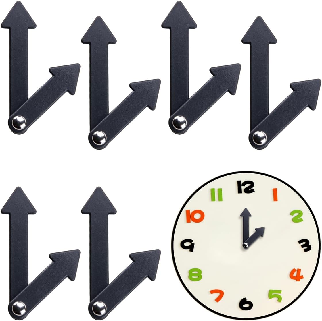 ZORZA 6Pcs Easy-to-Use Plastic Clock Hands Crafting Clock Pointers Replacement Parts Personalized Timepieces DIY Minute and Hour Hands Craft Kit for Home and Educational Projects