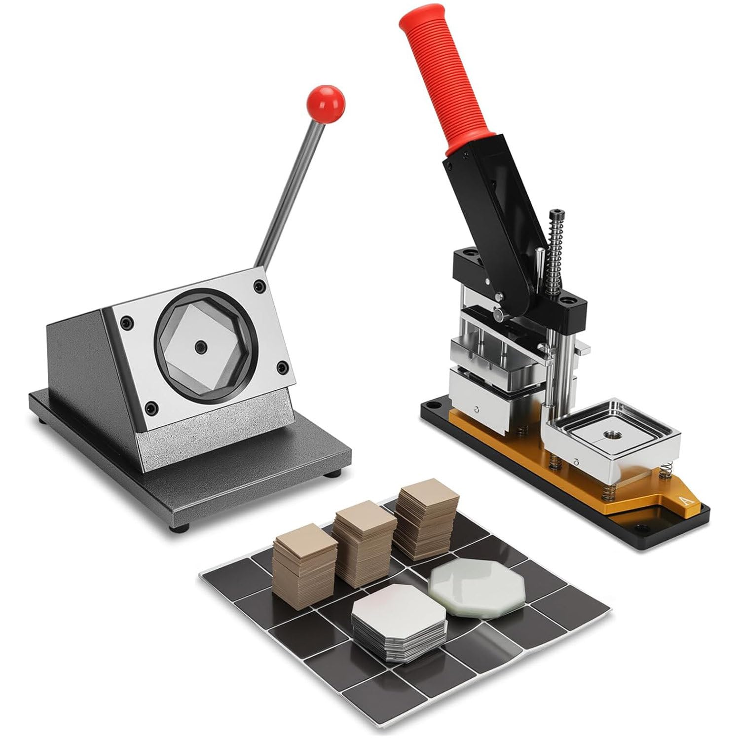 JYBNBBE Badge Maker Machine, 2x2in Square Fridge Magnet Maker Machine, 50mm DIY Photo Fridge Magnet Press Machine with Paper Cutter & 1001000PCS Consumablesge