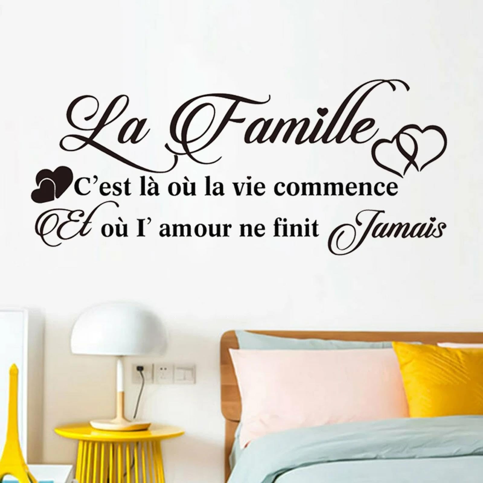 WEIMEIJIE French Style wall Stickers, Family Quotes, Living Room, Studio, Club, Bedroom, Romantic Family Vinyl wall Stickers