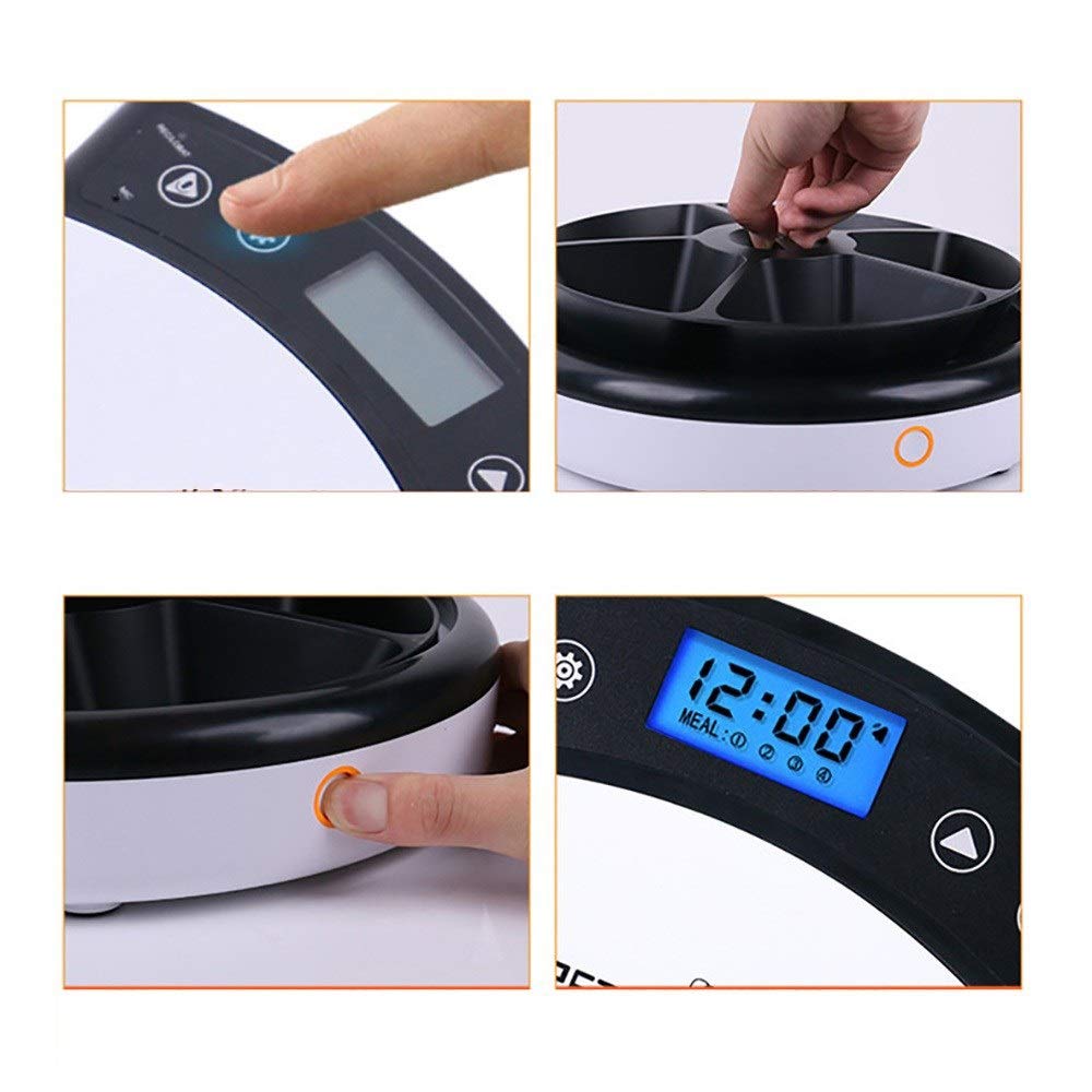 Futterspender aus blauem Kunststoff, für Katzen und Hunde, automatische Timing, intelligenter Futterspender für Katzenfutter, Hundefuttermaschine, 5 Mahlzeiten, automatischer Futterspender