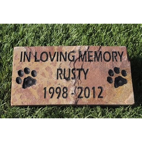 GraphicRocks Sandblast Engraved Pet Memorial Stone Red Stone Headstone Grave Marker Dog Cat ilm 6 inches x 12 inches Cover