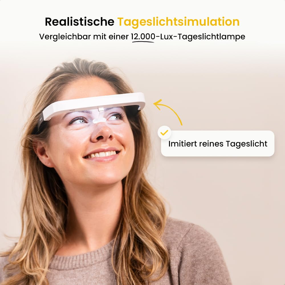 BrellaVio Tageslichtbrille PRO - Alternative zu 12.000 Lux Tageslichtlampe - UV-freie LED Tageslicht Simulation Brille
