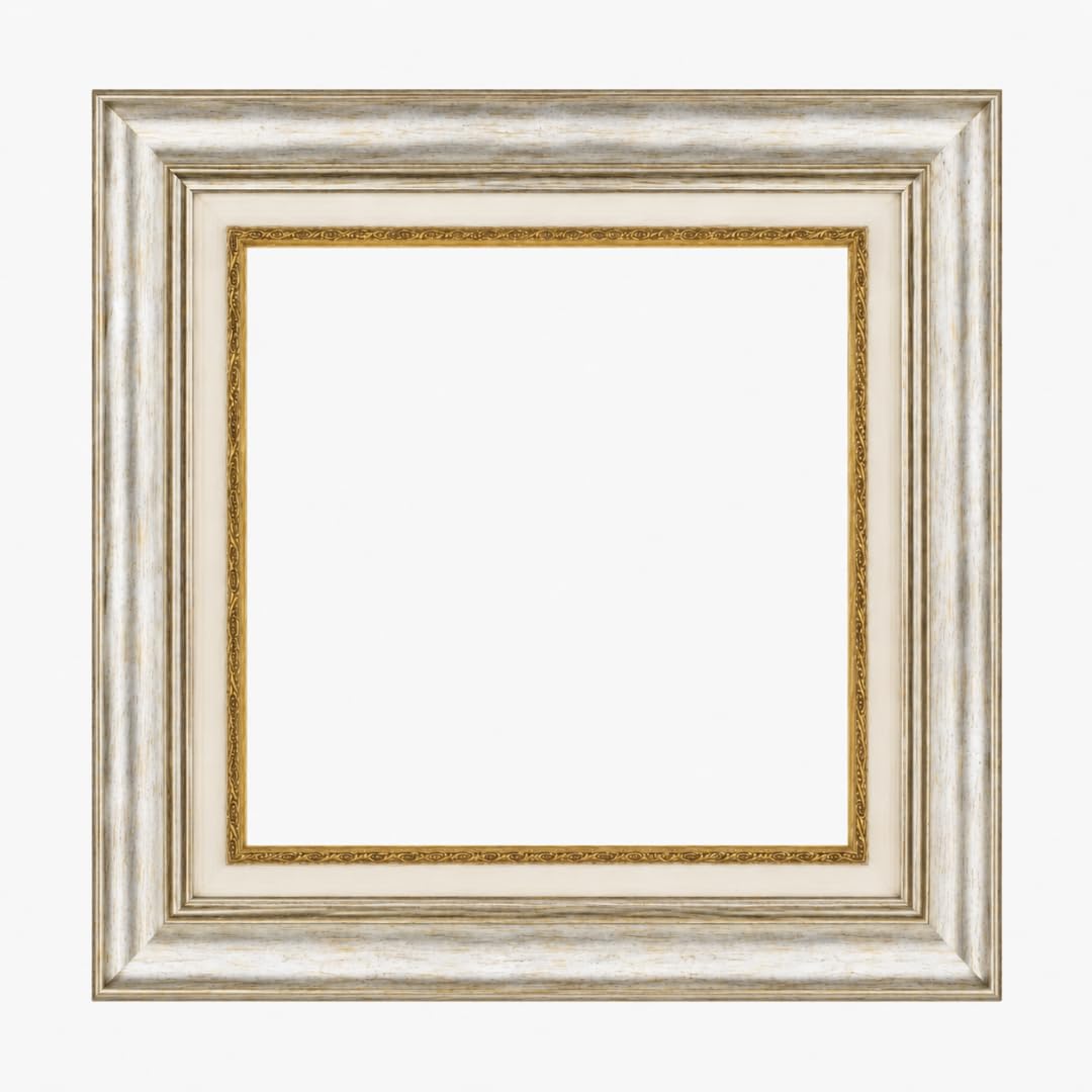 Maestri Artigiani - Cornice Per Quadri Tele Champagne Argento Passepartout (25 x 30 cm + passepartout, ARGENTO)