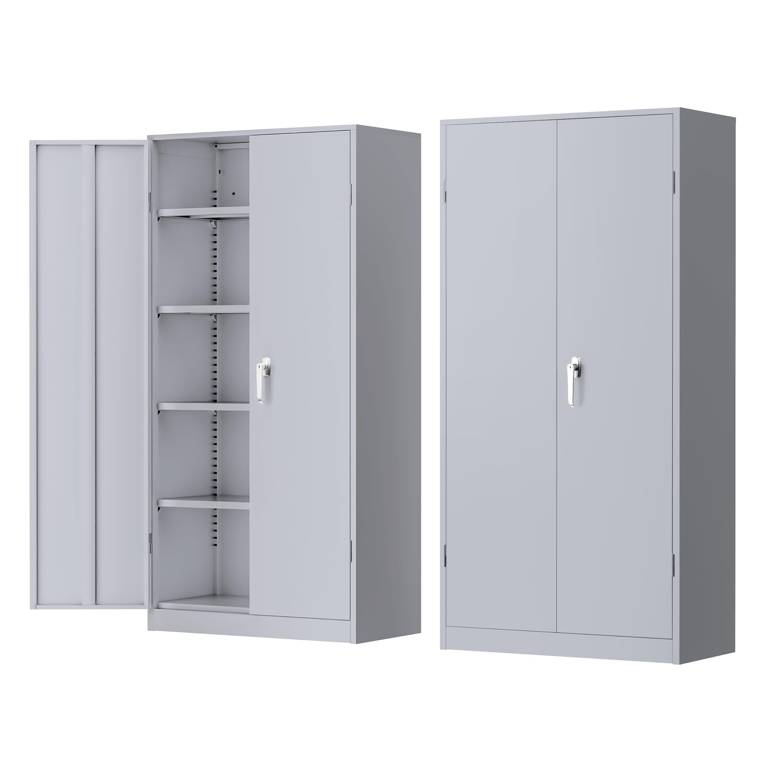 INTERGREAT Metal Lockable Storage Cabinet, 72” Storage Cabinet with 2 Doors and 4 Adjustable Shelves for Office, Home, Garage, Pantry (Assembly Required, Cement Gray)