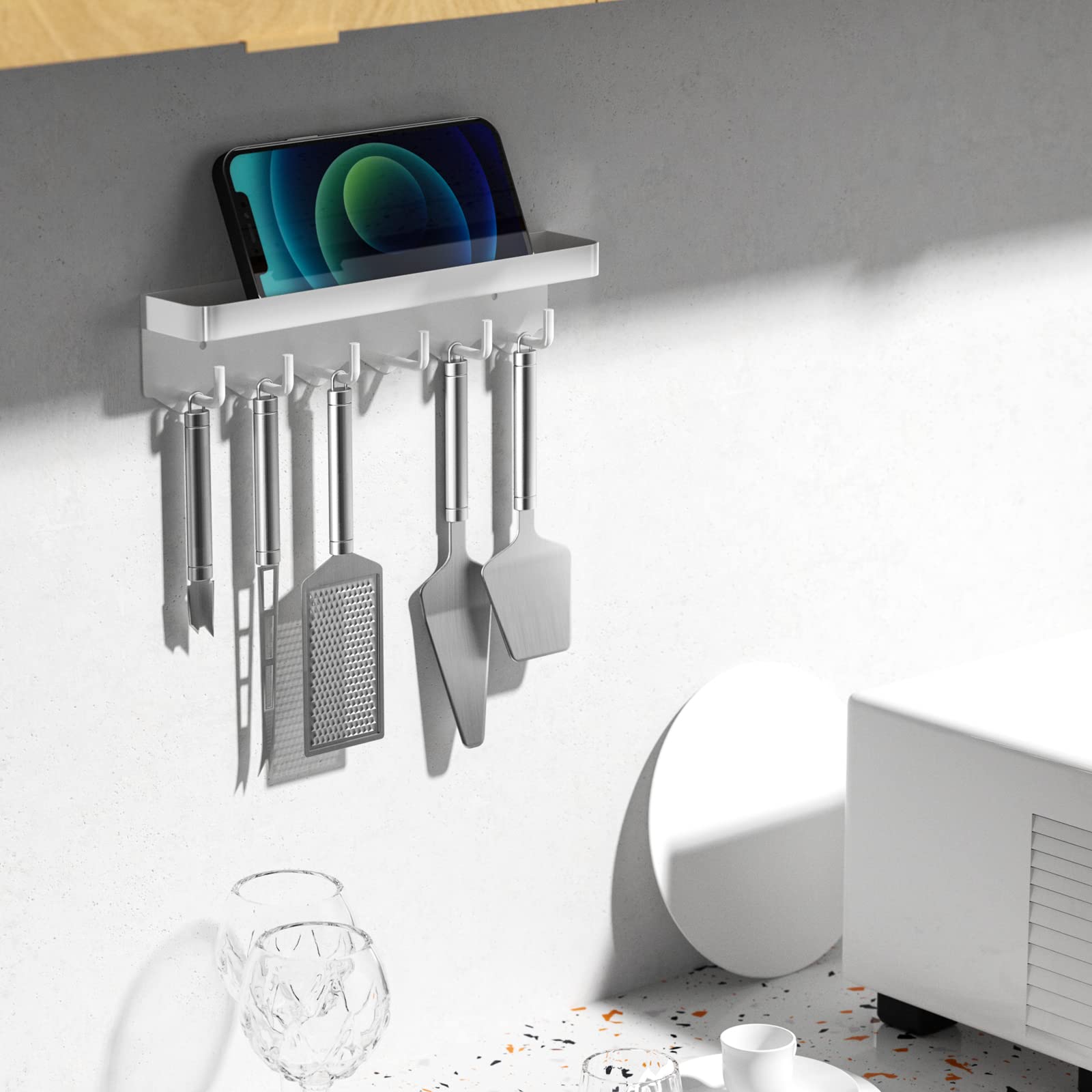 Portachiavi Da Parete Con 6 Ganci | Senza Foratura, Adesivo O Viti | Per Ingresso, Cucina - Foto 9