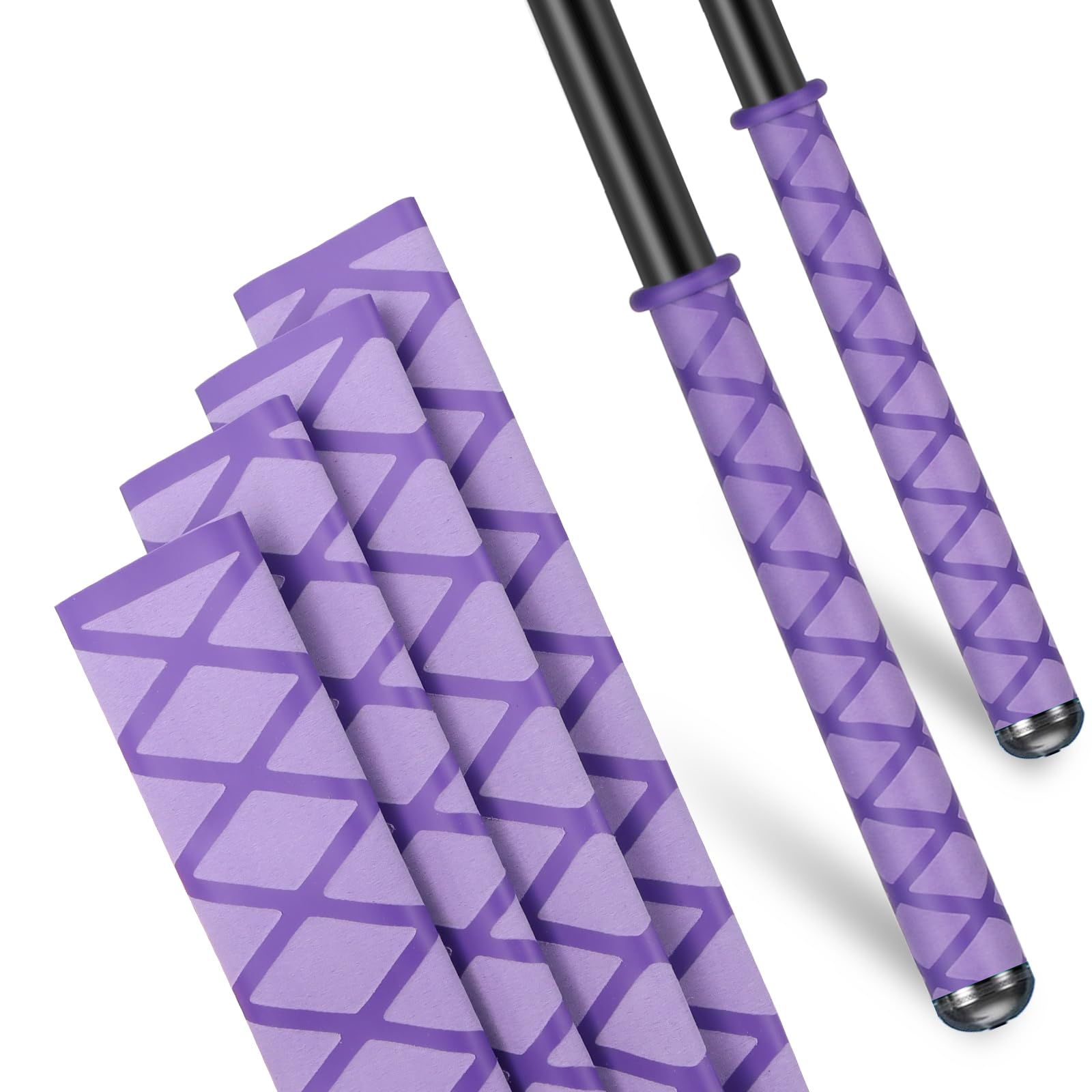 Mango de caña de pescar, tubo termorretráctil, antideslizante, aislado, manga de abrasión, longitud: 39 pulgadas, diámetro: 25/32 pulgadas (morado)