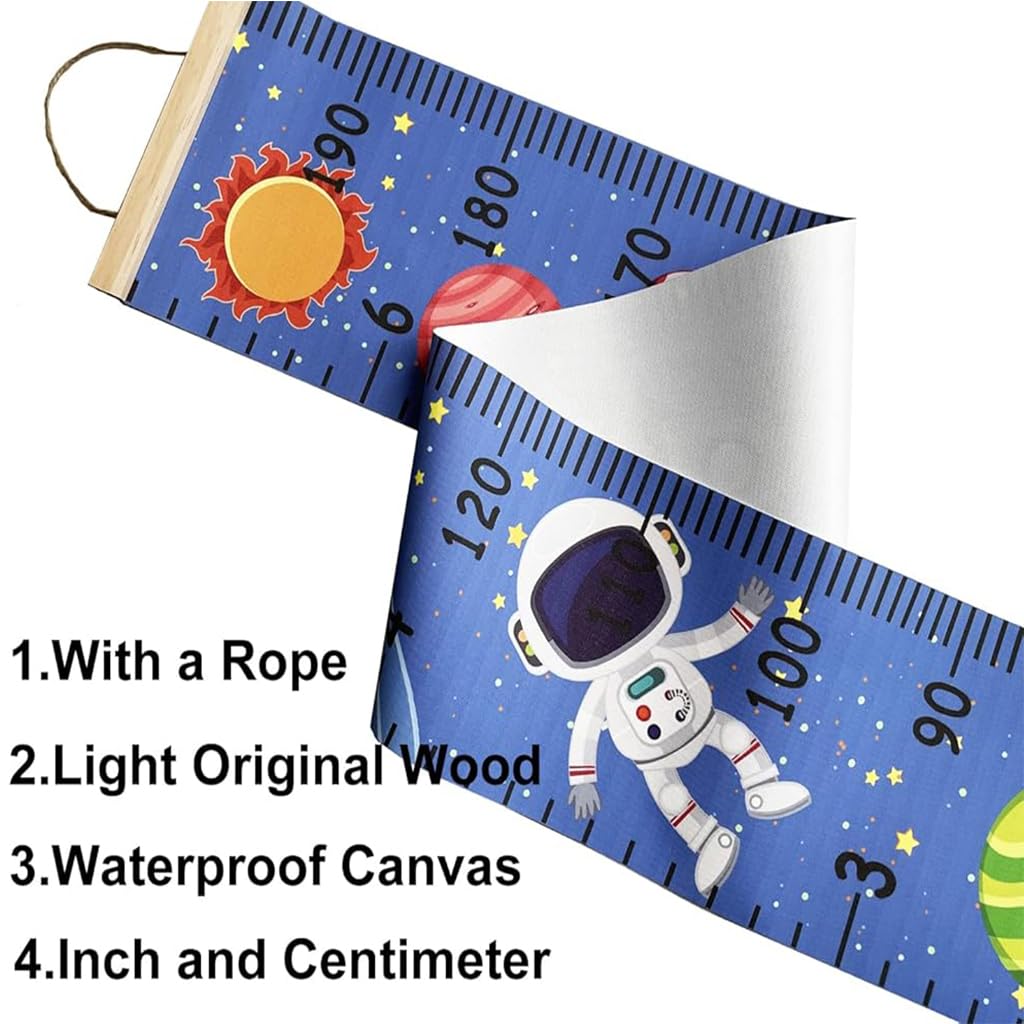 ZIBUYU® Height Measuring Scale Sticker, Wall Stickers for Kids Growth Chart Wall Hanging for Height Tracking, Waterproof Canvas for Kids Room Decor & Wall Decor, 20*200cm (with wooden hanging scroll) - Image 3 thumbnail