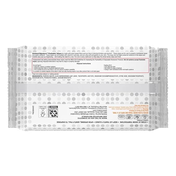 Kirkland Signature Premoistened Flushable Wipes, Fragrance Free, 640-count