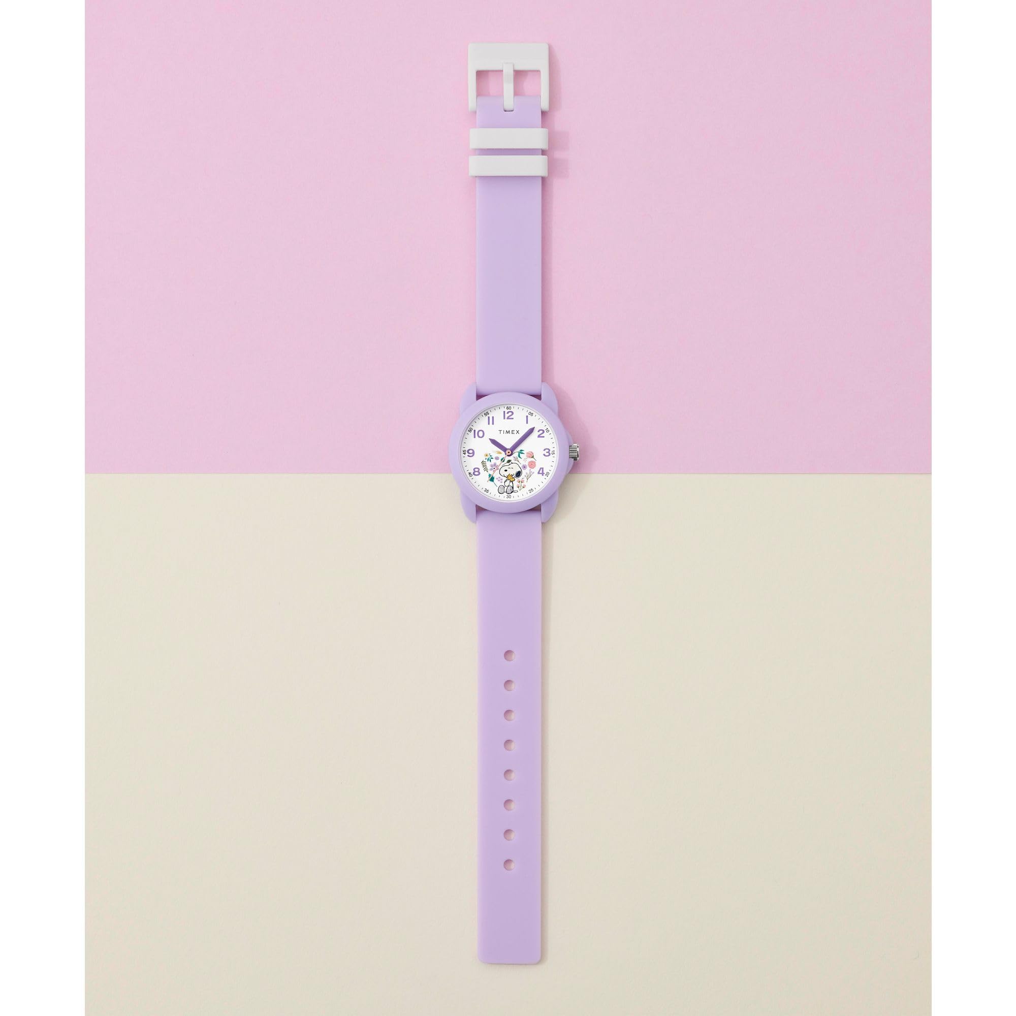 Timex Youth Peanuts Youth Spring 30 mm - Cinturino viola, quadrante bianco, cassa viola