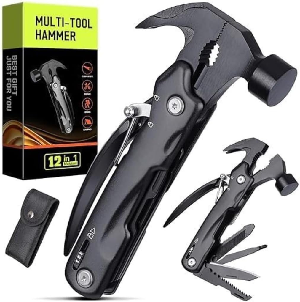 12 in 1 Multi-Functional Mini Hammer Outdoor Camping Hiking Gear Pocket Survival Tools Gadgets for man, Unique Tool Gift, DIY Handyman Portable Multi Tool Hammer For Man