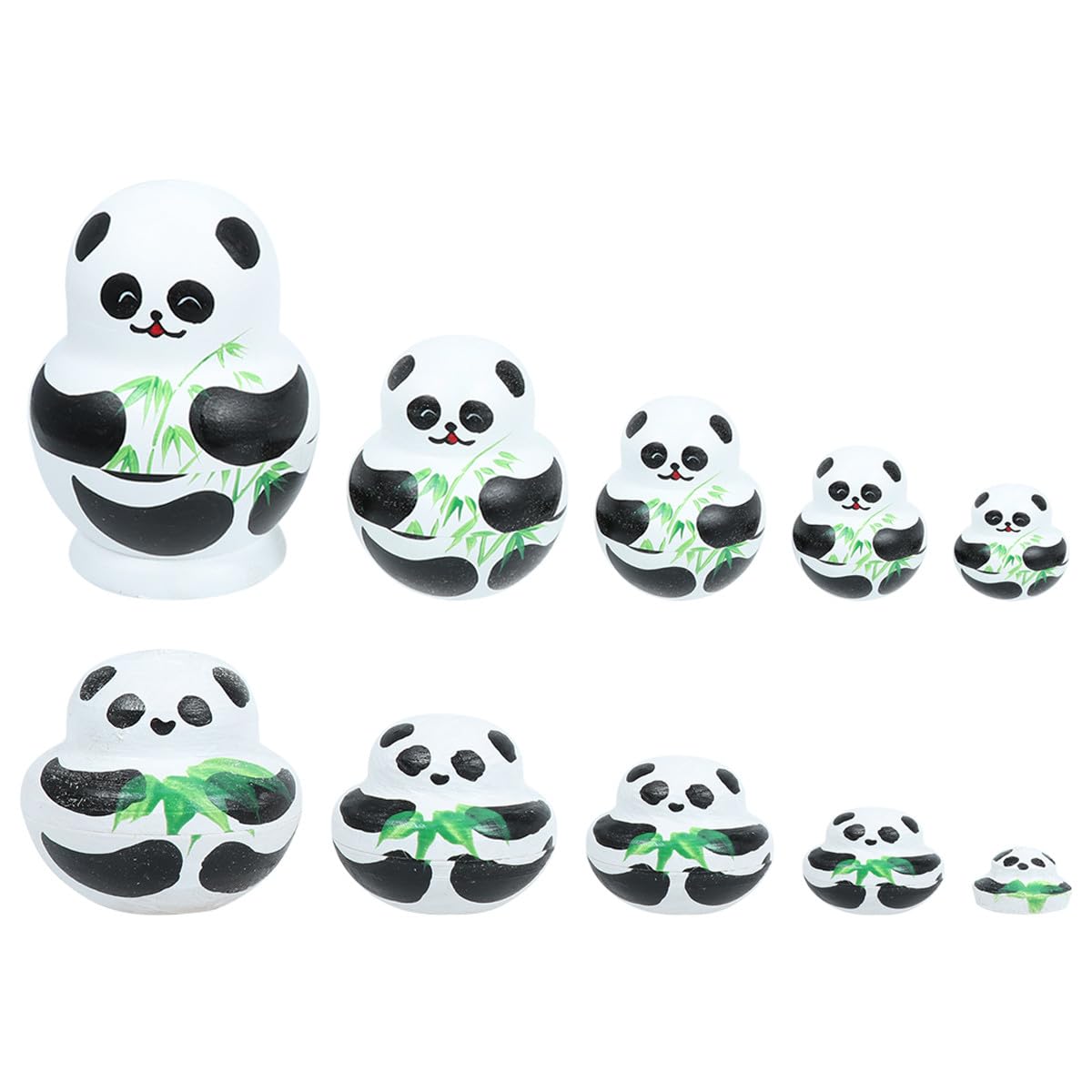 POPETPOP 10-Layer Panda Russian Nesting Dolls Hand-Painted Basswood Set, Educational Stacking Toy & Nursery Decor, Birthday Gift for Kids & Collectors