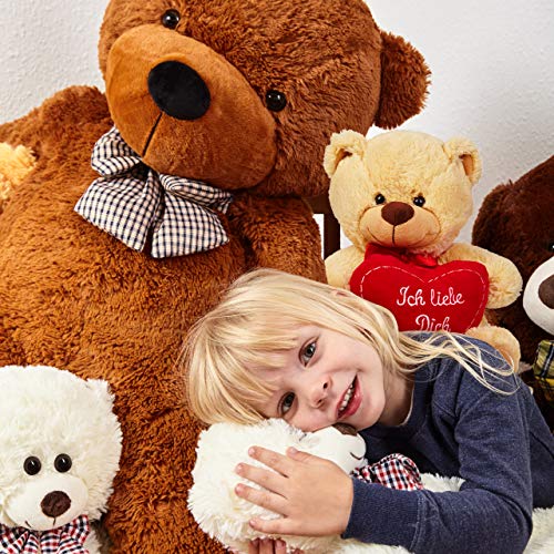 Lumaland Teddybär mit Herz in Beige 30 cm - Ich Liebe Dich Teddy - kuschelig - Plüsch Kuschelbär Kuscheltier Herzkissen - ideal für Freund und Freundin - Geschenk zum Valentinstag – Bild 4