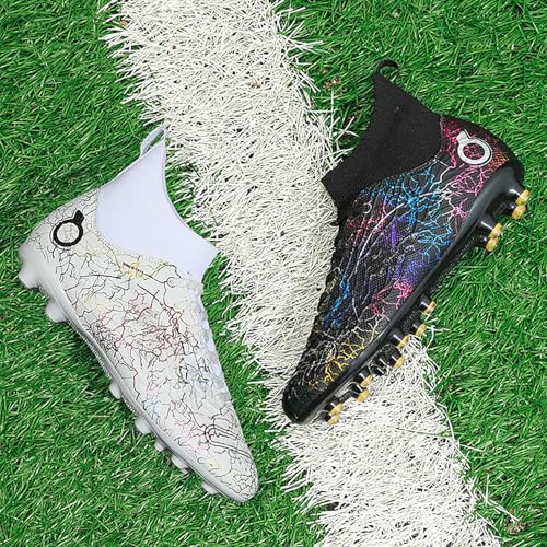 Image of Men's Soccer Shoes High-Top Soccer Cleats Outdoor Breathable Athletic Professional Spikes Youth Boys Football Shoes Unisex
