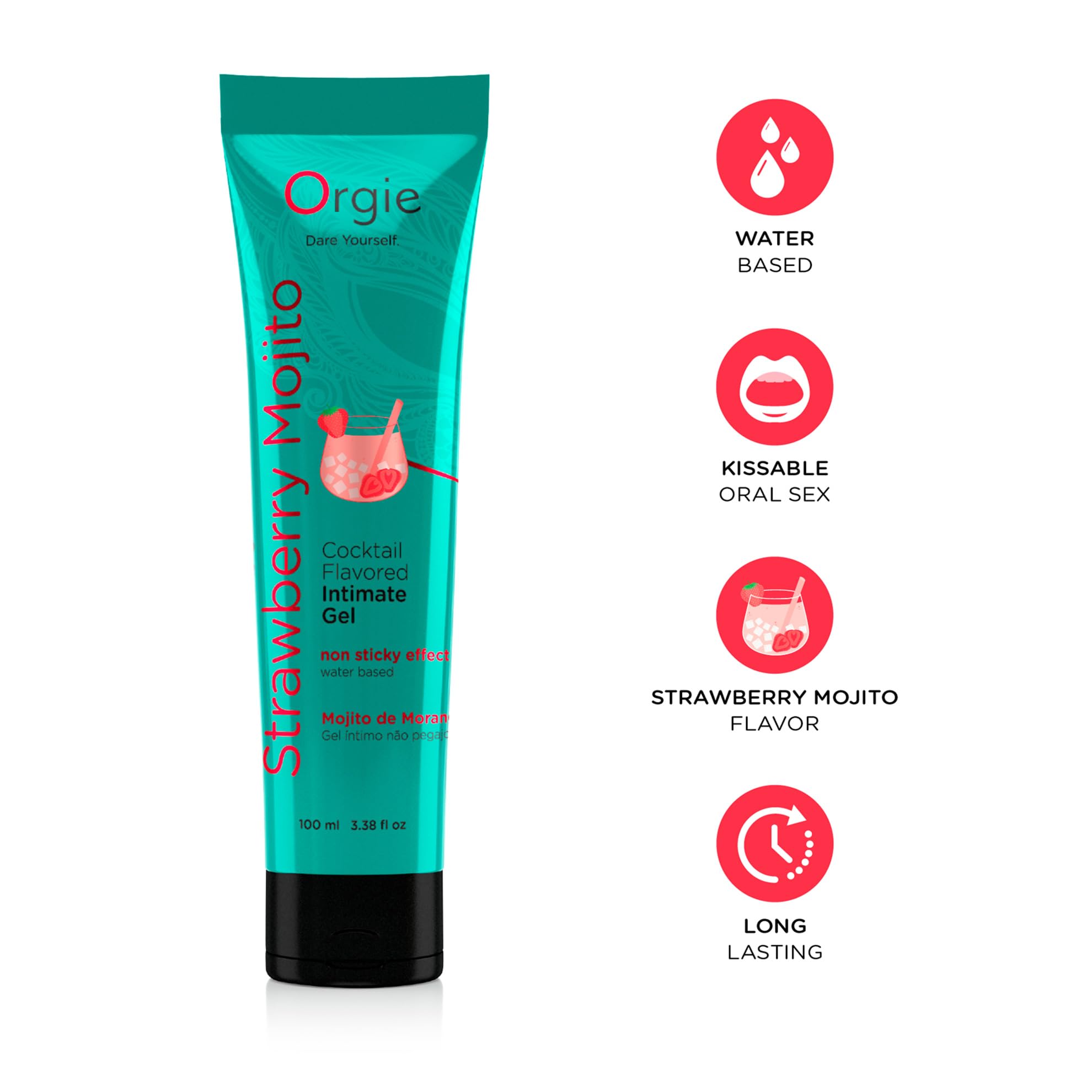 Gel Íntimo Besable con Sabor a Strawberry Mojito – Lube Tube Cocktail | Lubricante Tropical a Base de Agua, Sin Alcohol, Textura Sedosa y No Pegajosa | Lubricación Duradera | 100ml