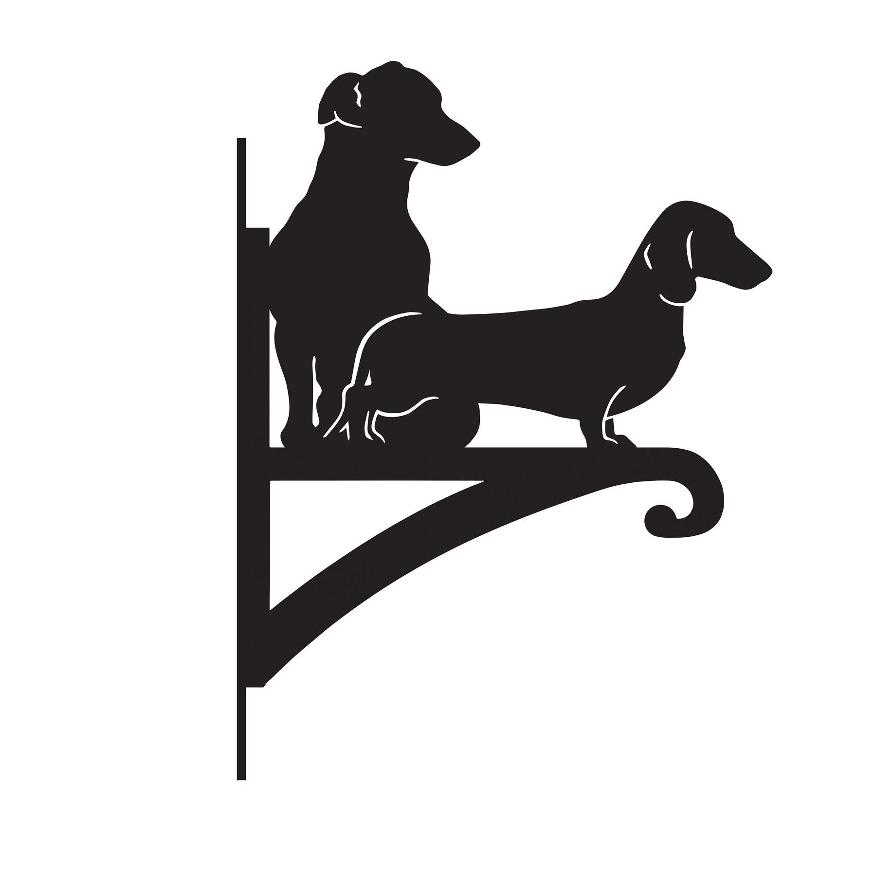 Black Steel Dachshund & Jack Russell Hanging Basket Bracket - Wall Mounted Garden Plant Hook for Outdoor Baskets, Decorative Heavy Duty Garden Wall Hook