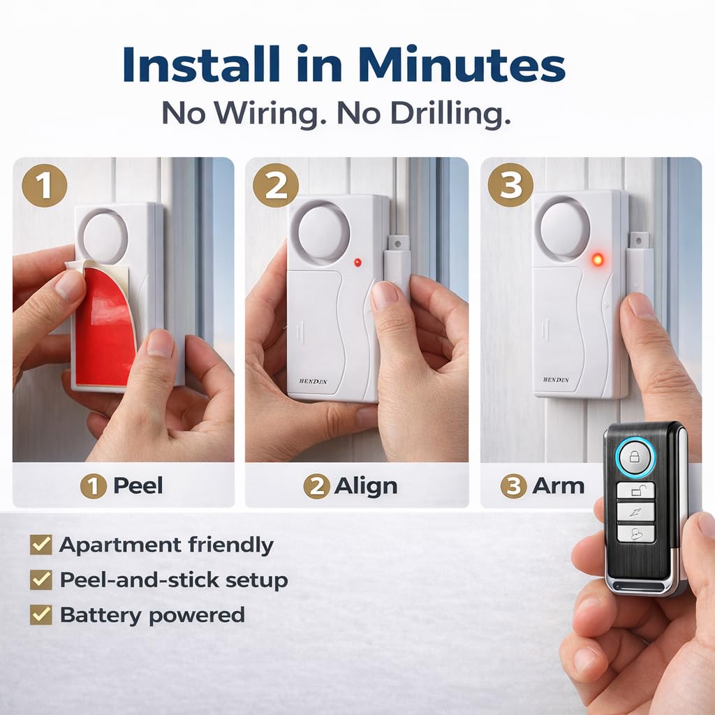 HENDUN Alarma Multiusos Blancas A038 con Control Remoto