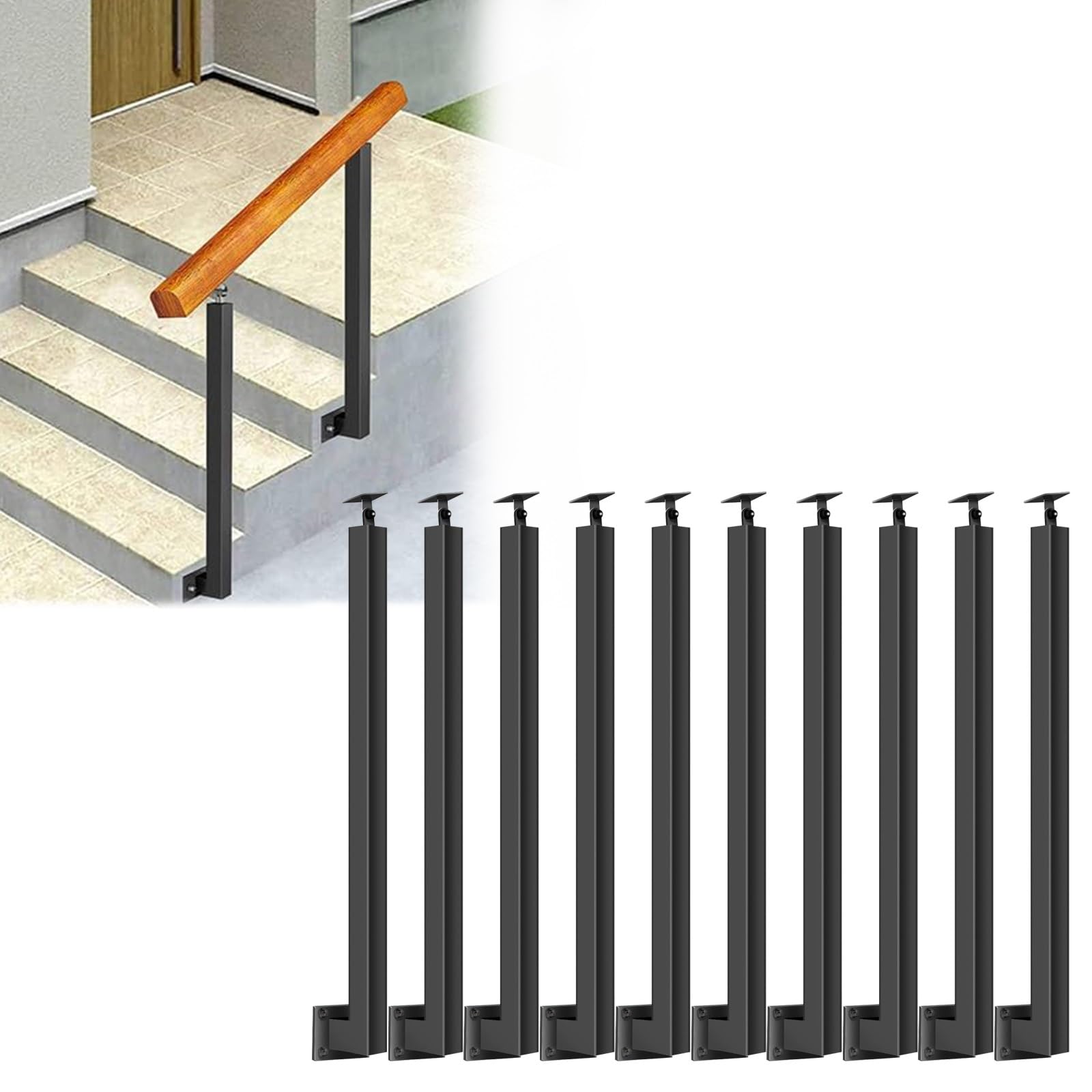 Barreaux carrés en métal noir 85 cm robustes pour rénovation d'escalier