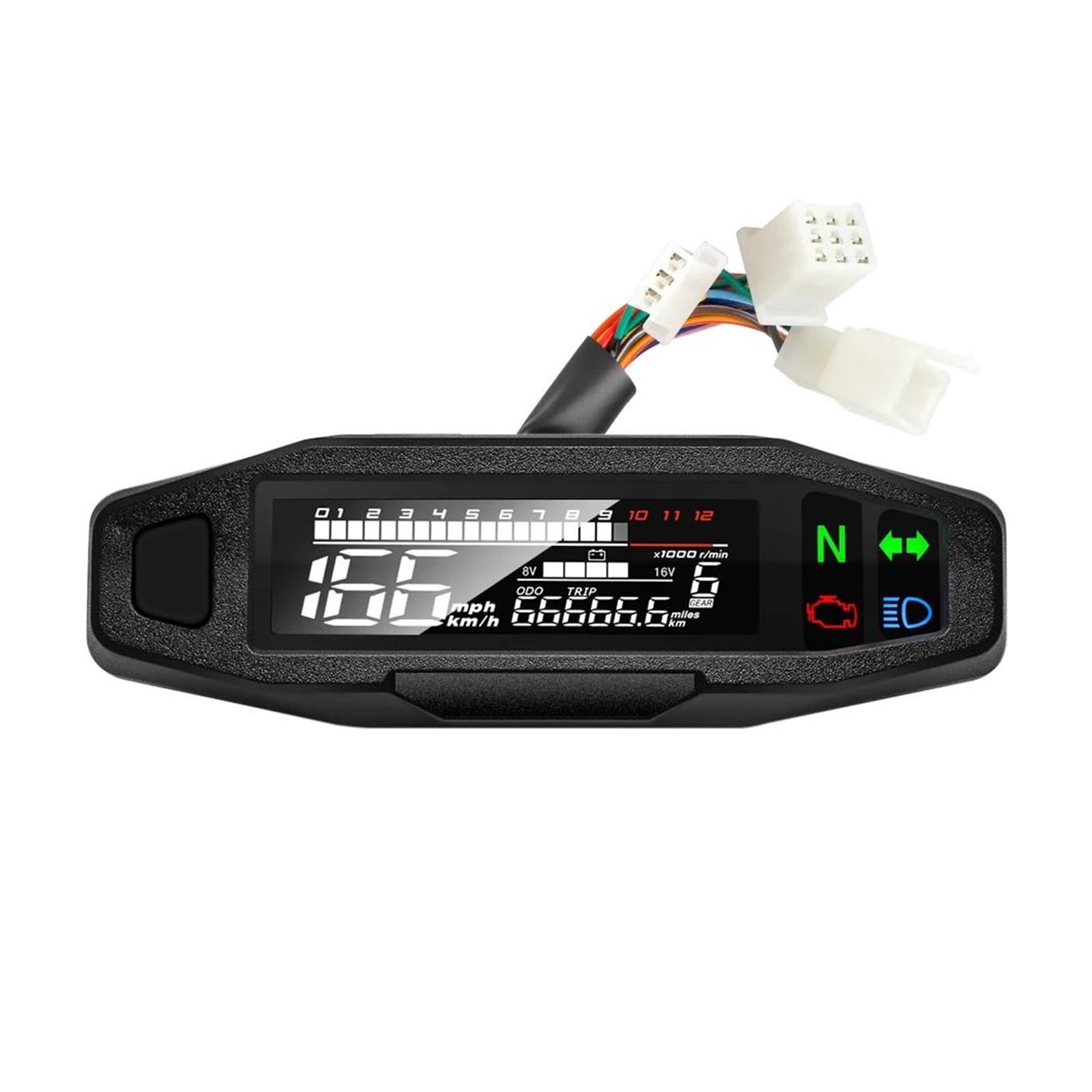 Compteur de vitesse pour moto, Instrument tableau bord numérique universel avec clignotant, compteur horaire Km/h, jauge d'huile, Tach étanche