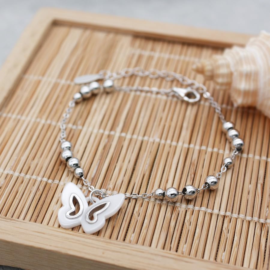 Image of Gifts for Women S925 Sterling Silver Purple Butterfly Bracelet,Adjustable Charm Bracelets Jewelry Present for Women,Anniversary Holiday Christmas Birthday Gifts for Mother Wife Daughter