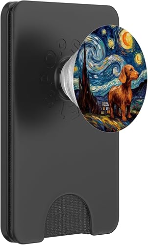 Miniatura 7 de Perro salchicha Noche estrellada Van Gogh Perro salchicha PopSockets intercambiables PopGrip