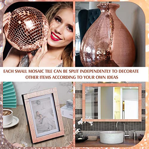 Romooa Self-Adhesive Mirrors Mosaic Tiles Real Glass Craft Mini Square Glass Mosaic Stickers Mini Mirror Stickers For Diy Disco Glass Tiles Decorations Making, 5 X 5 Mm (Rose Gold, 7200 Pieces) #TOP4