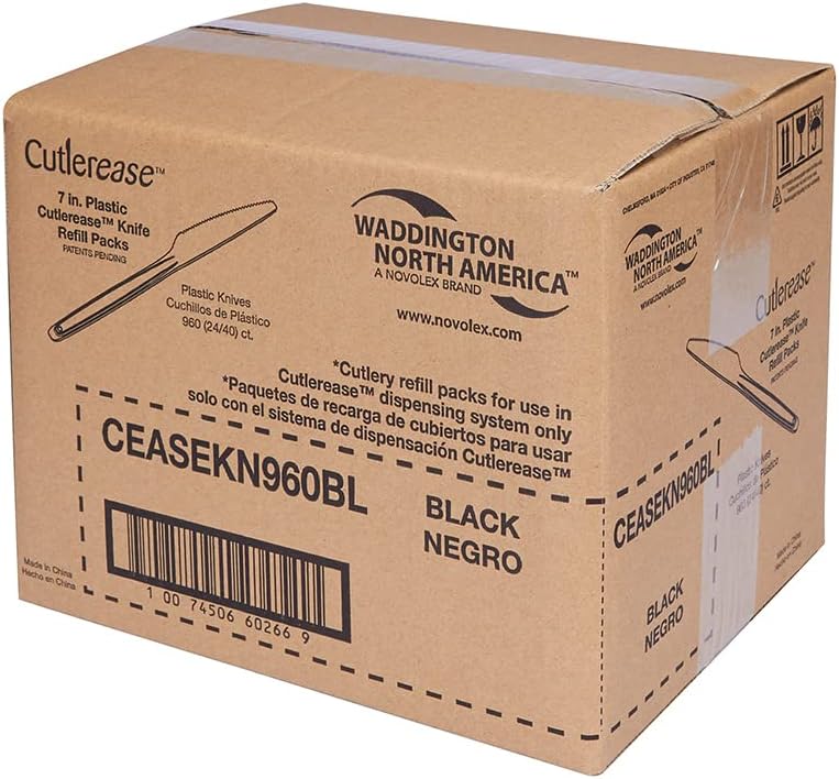 WNA Cutlerease Knife Dispenser Refills, Small, Black & Cutlerease Fork Dispenser Refills, Small, Black & Cutlerease Spoon Dispenser Refills, Small, Black