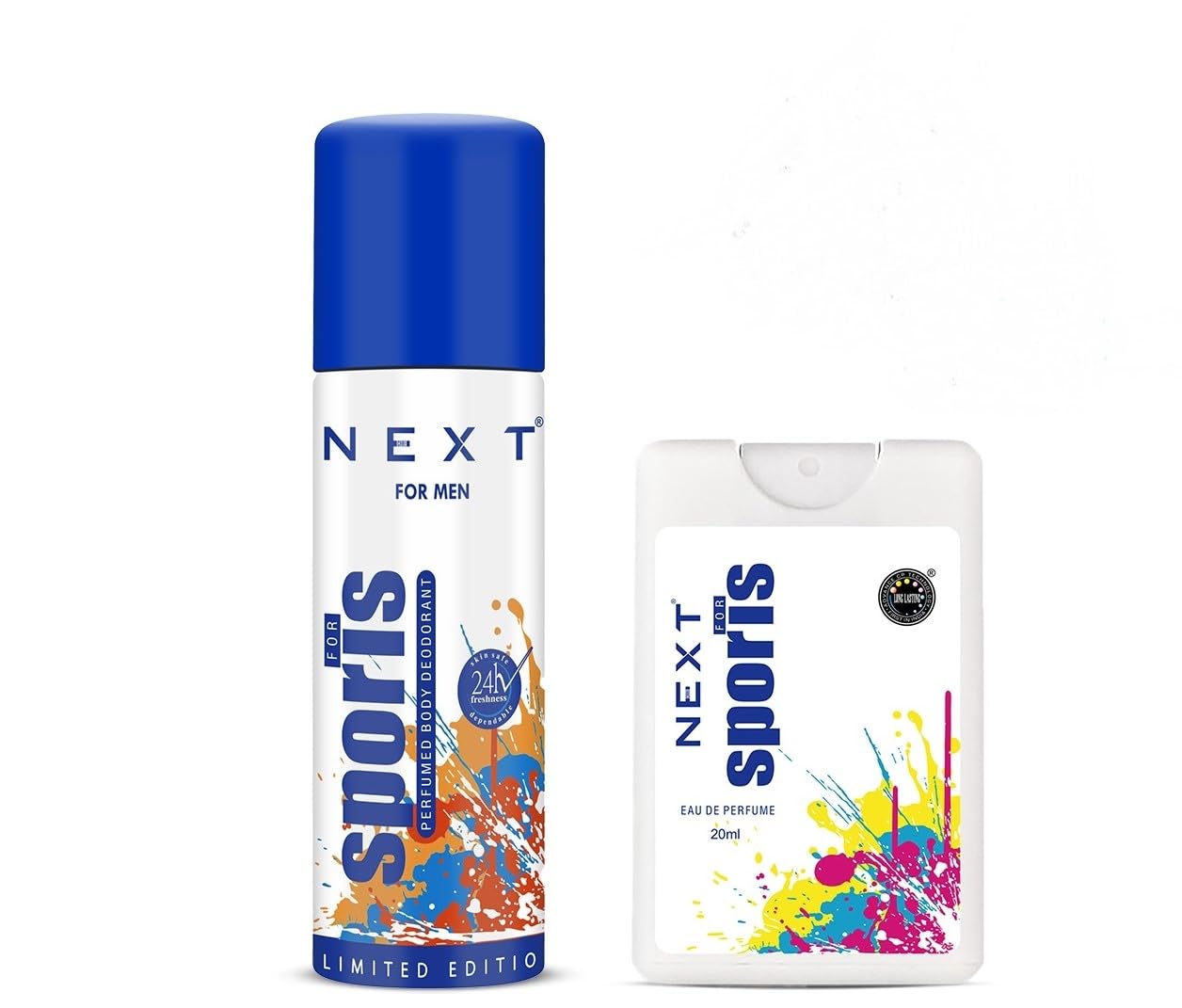 Next Care Sports Deodorant & Pocket Perfume Combo Scent for Men(Pack of 2) | Long Lasting mini Body Spray Deo | Travel Size- 50ml+20ml