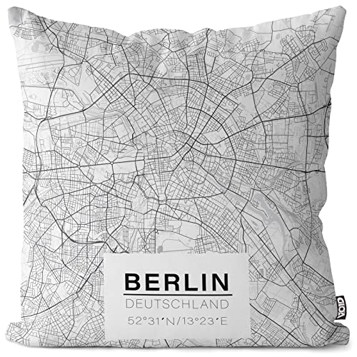 VOID Mapa de Berlín Funda de Almohada cojín poliéster Impermeable Exterior Indoor Protectores, Kissen Size:60 x 60 cm