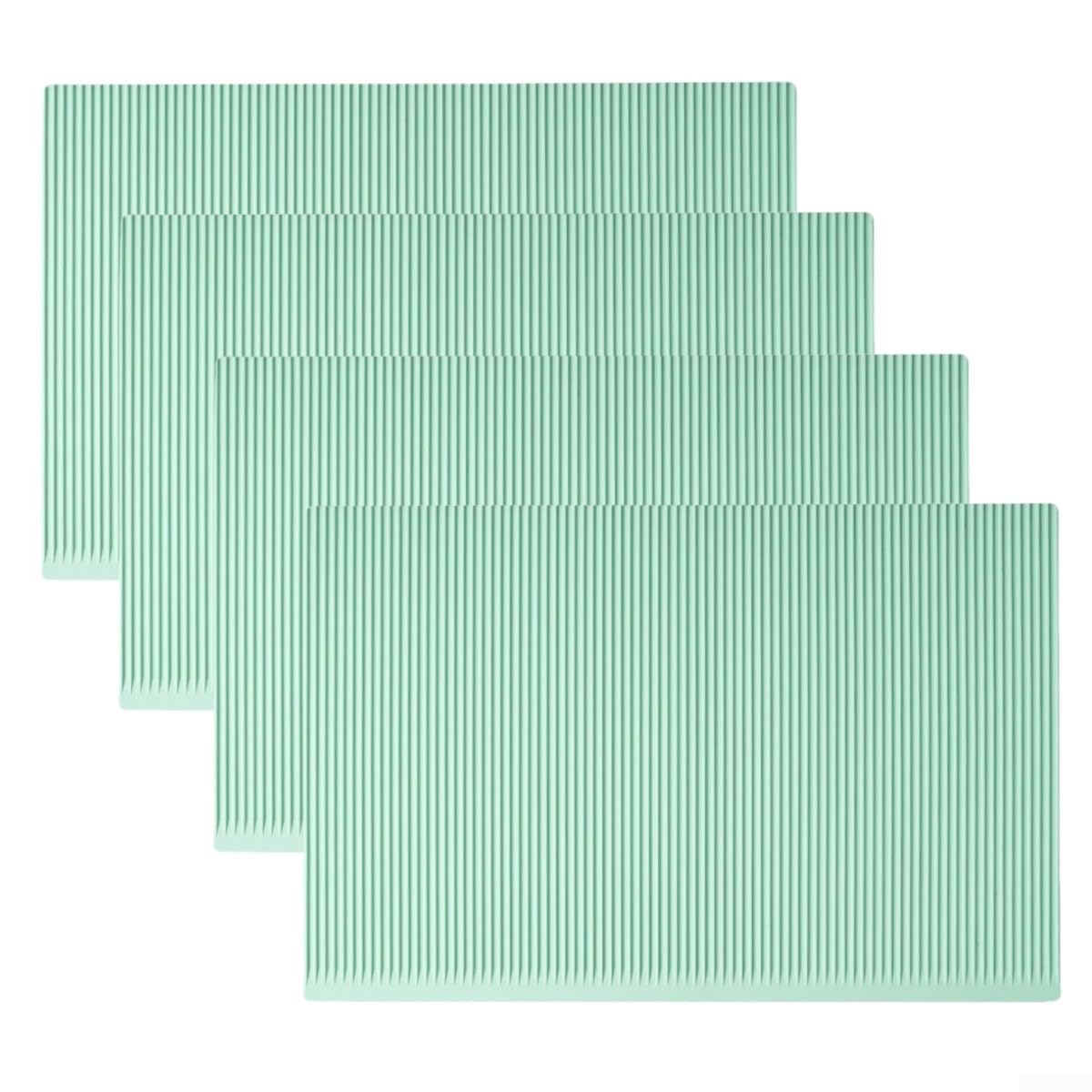 Confezione da 4 tappetini in silicone per mensole 45 x 30 cm, antiscivolo, per cassetti, armadi, tavoli, riutilizzabili, impermeabili, per armadi del frigorifero, (verde)