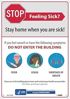 NMC M0142RB Stay Home When You are Sick, Sign, 14 X 10 X 0.05, Rigid Plastic .050, English