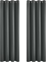 Deconovo Sötétszürke Sötétítő Függöny - Hőszigetelő, Hangszigetelő, Fényblokkoló Polyester Függönypár 117x229 cm Gyűrűs Fejjel, Mosható 3