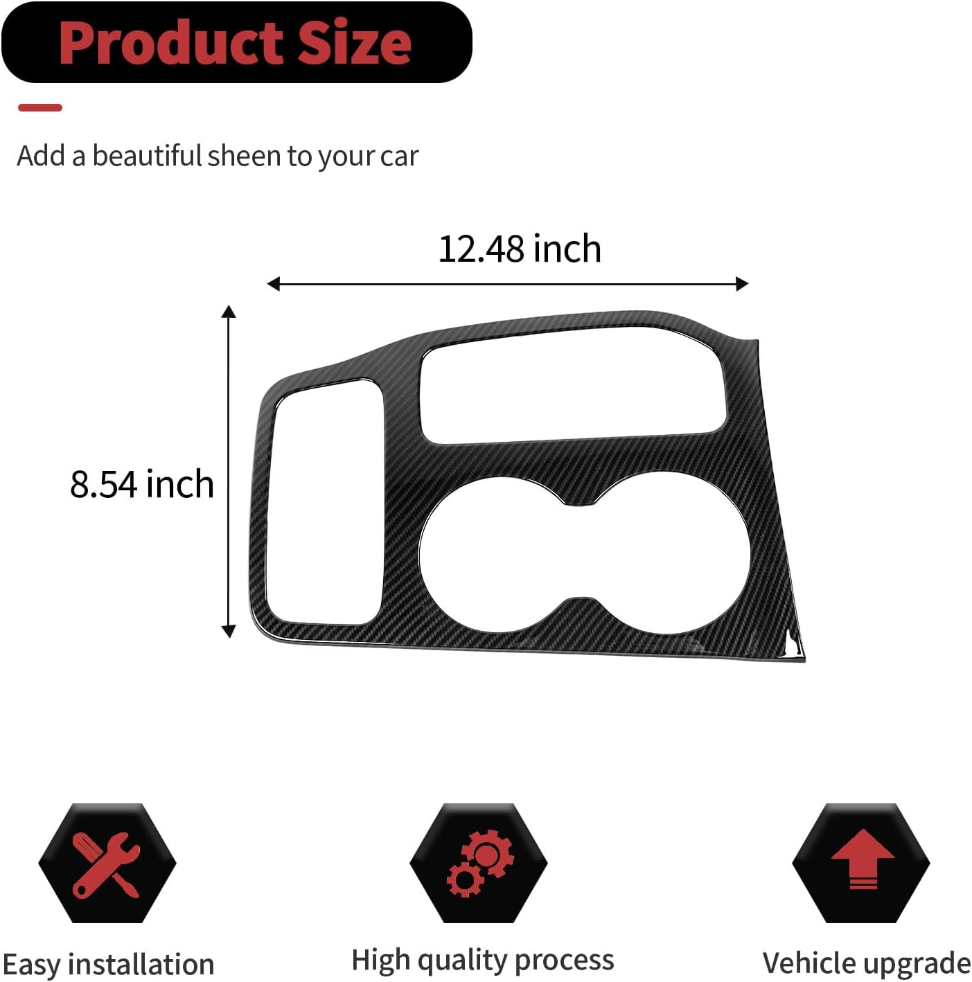 RT-TCZ Carbon Fiber Gear Shift Panel Trim Cover Center Console Cup Holder Stickers Decoration Interior Accessories for Jeep Grand Cherokee 2016-2020