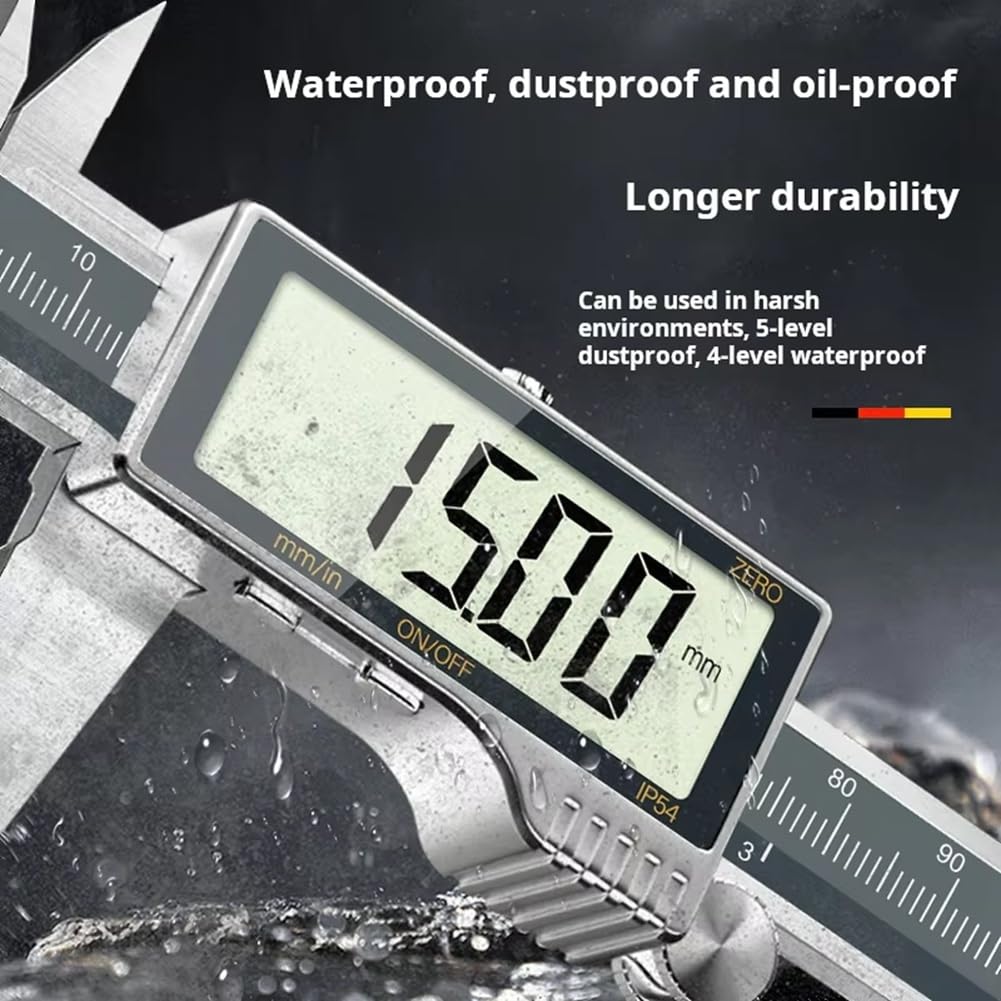 Całkowicie metalowy elektroniczny wyświetlacz cyfrowy suwmiarki noniusza IP54 wodoodporne 300 mm stal nierdzewna HD pełnoekranowe narzędzie pomiarowe