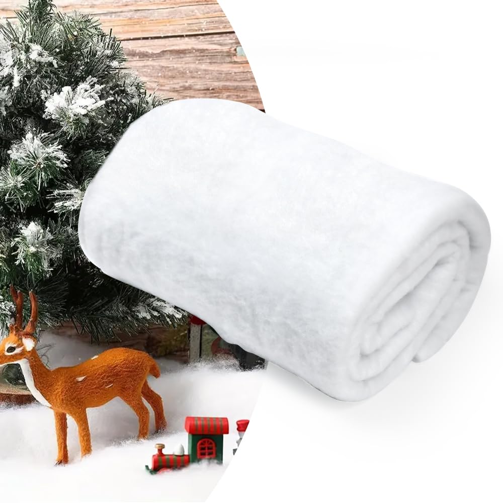 Vurixfo White 31’’X9.8ft Christmas Fake Snow Blanket, Artificial Snow Roll Fluffy Outdoor Snows Blankets Snow Carpet Snow Mat For Christmas Village Hampers Xmas Tree Decoration (80X300cm)