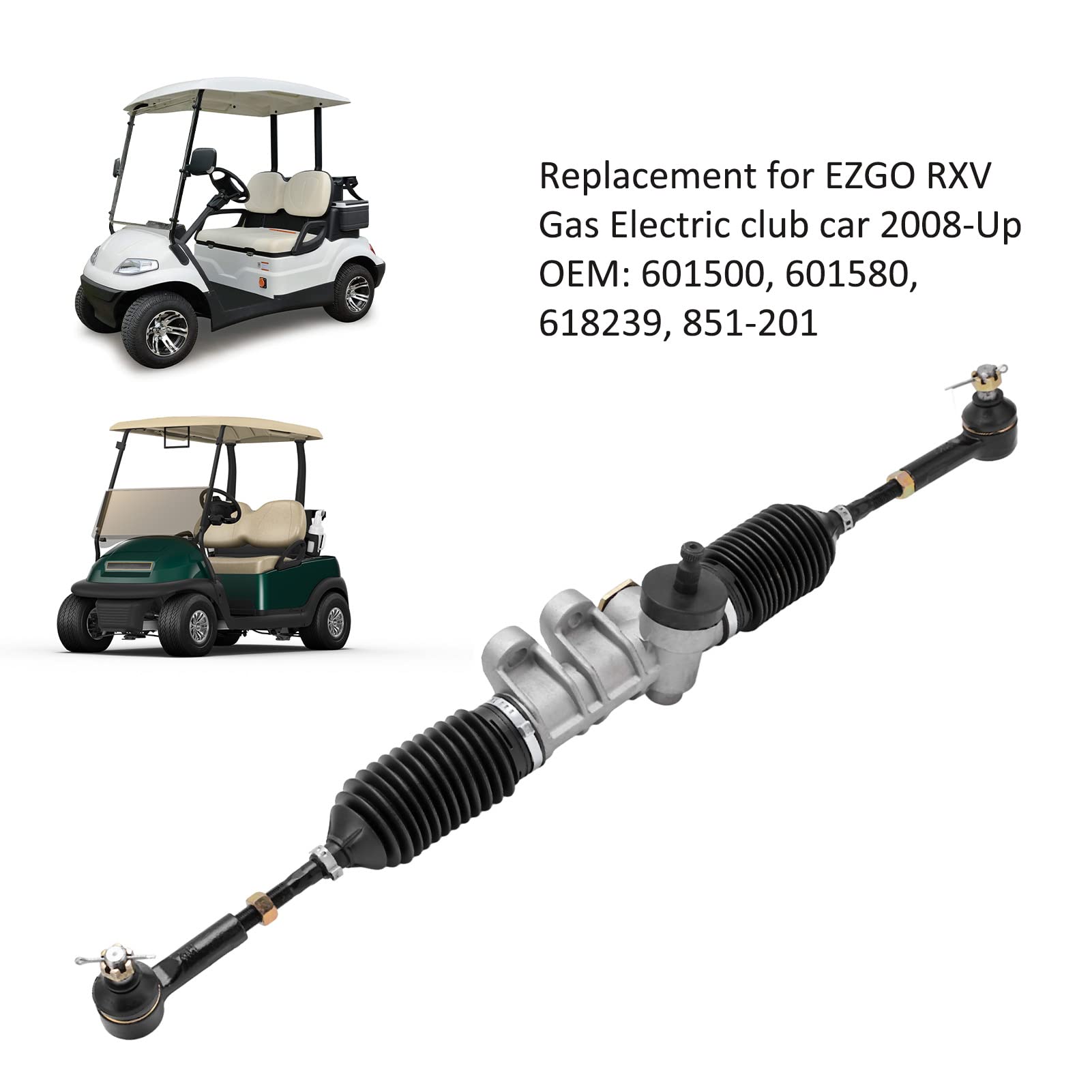 Assemblaggio Scatola Sterzo per Auto Club, 601500 Cremagliera Sterzo per Auto Club Sostituzione Gomma in Lega D'acciaio per EZGO RXV Gas Electric 2008 Up