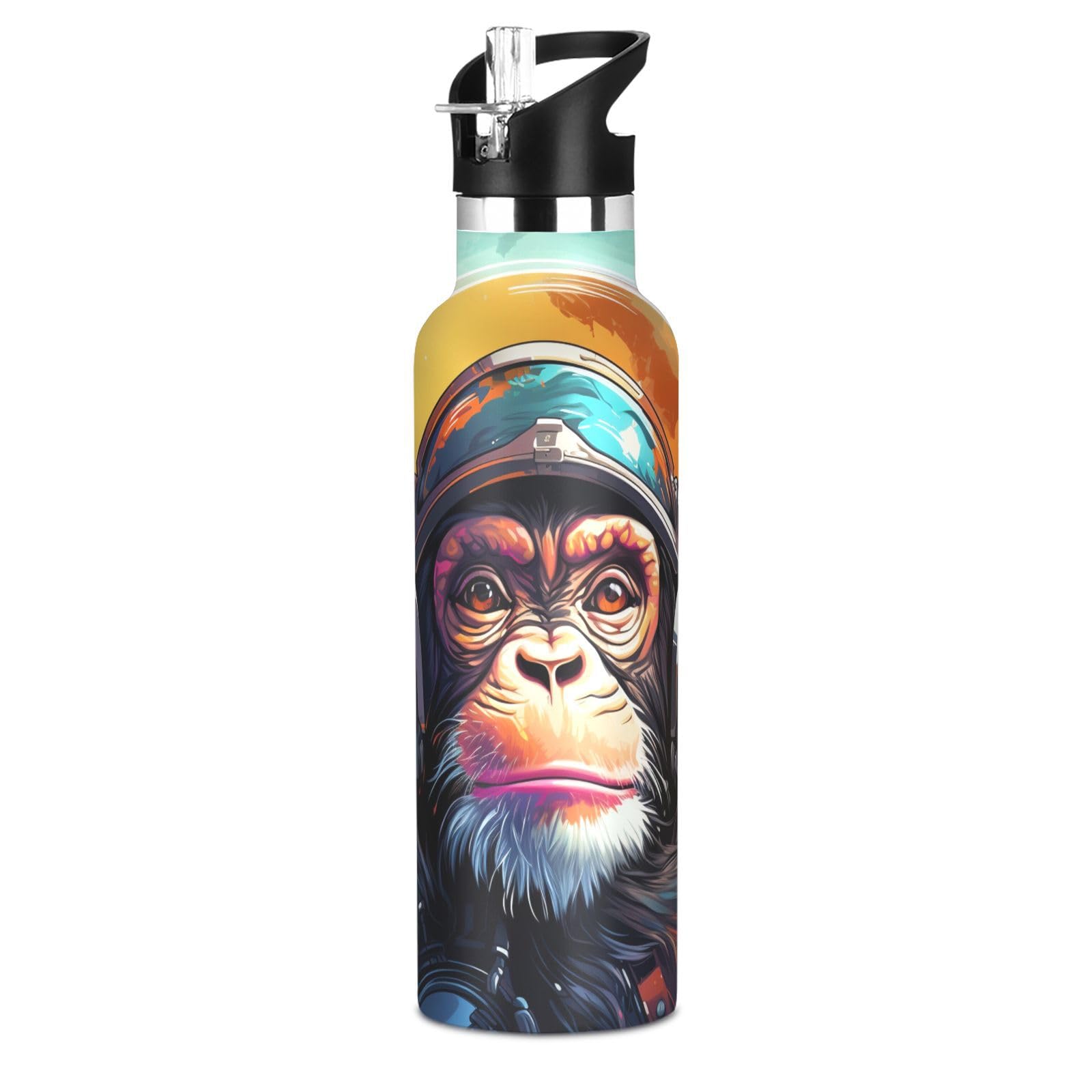Kaaviyo Boys Pattern Playful Astronaut Cosmic Water Bottle Stainless Steel Jug Insulated Vacuum Cup For Girls(600Ml)