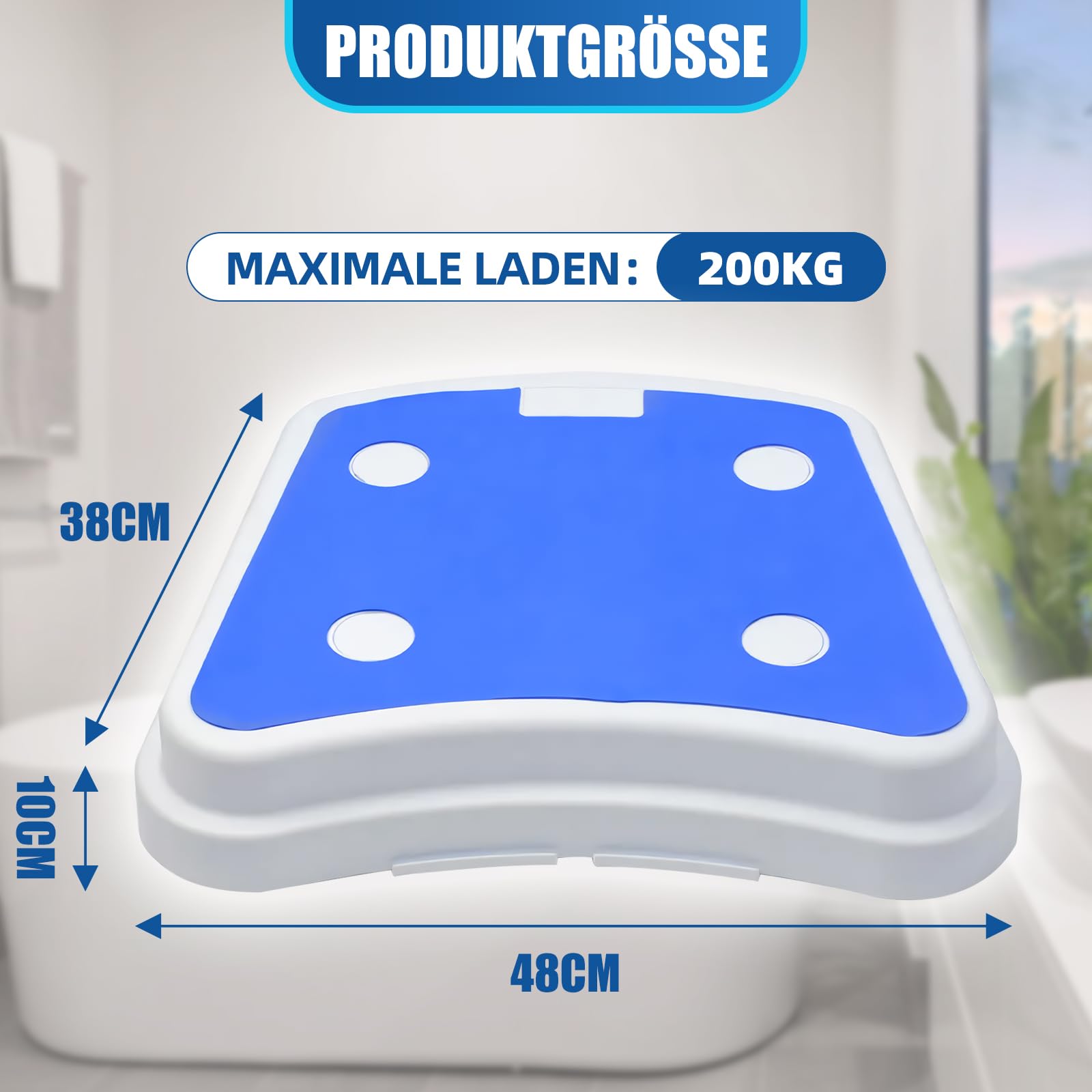 Trittstufe Badezimmer für Senioren, Einstiegshilfe Dusche Senioren, Stapelbarer Rutschfester tragbarer Badeschritt für Ältere, Große Größe Badewanne Step Hocker für Badezimmer, Hochbetten, Küchen