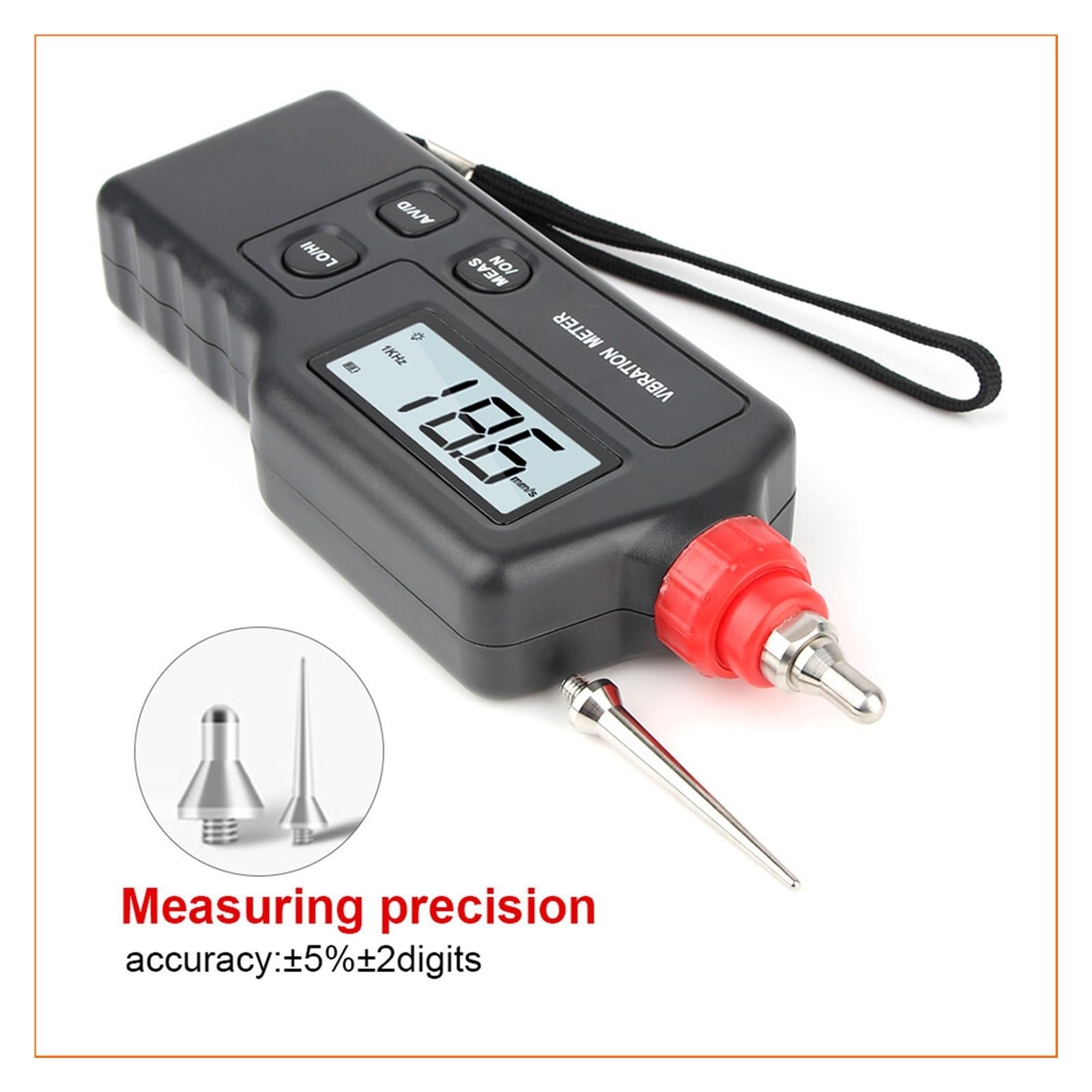 MRKU Handvibrationsmessgerät WT63A Hochempfindliches digitales Mess- und Analysegerät Vibrationstester LCD-Hintergrundbeleuchtung für HLK, Motoren