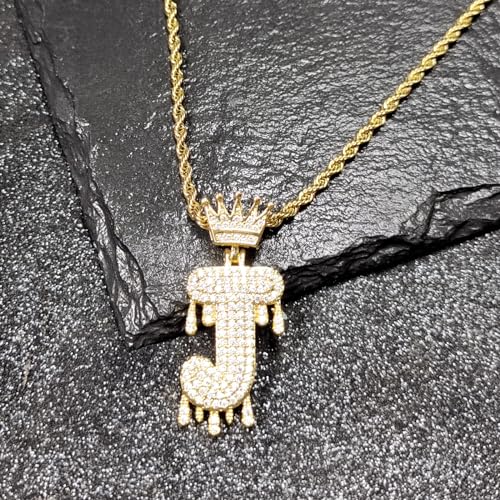 Initial Necklace for Men Women,Crown Letter Pendant with 24 Inch Chain,Cubic Zirconia Capital Monogram Pendant Necklace Jewelry Gift3
