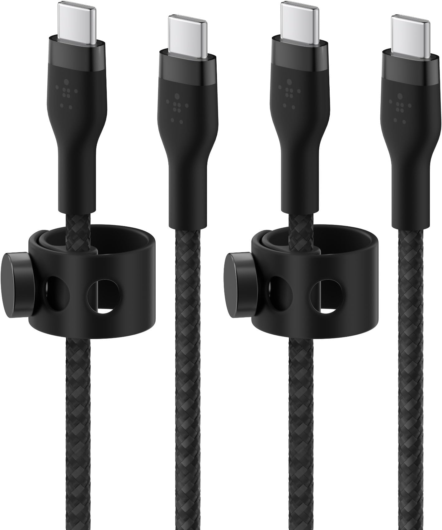 Belkin BoostCharge Pro Flex Braided USB-C to USB-C Charger Cable (6.6ft/2M), USB-IF Certified Fast Charging Cable for iPhone 16 Series, MacBook, Galaxy S25, Nintendo Switch 2 & More - Black (2-Pack)